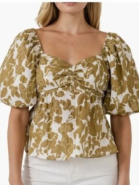 Free The Roses Darcie Floral Peplum Cotton Top Blouse Boho Feminine Festival